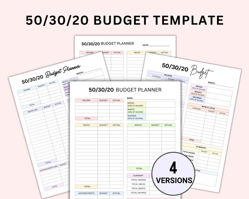 50/30/20 Budget Planner, Paycheck Budget Template, Weekly Budget ...