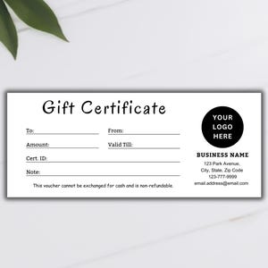 EDITABLE Gift Certificate Template, Printable Gift Voucher Certificate, Editable Gift Card Modern Gift Certificate, Coupon Canva Templates