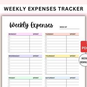 Weekly Expense Tracker Printable | Budget Log PDF | Spending Log | Money Tracker Sheet | Finance Planner Insert | A4 & Letter Sizes