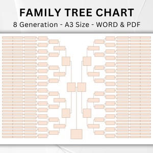8 Generationen Stammbaum. Druckbare Stammbaum Vorlagen. Bearbeitbare Familientreffen-Geschenke. Stammbaum-Karte. Stammbaum Karte. PDF & WORD