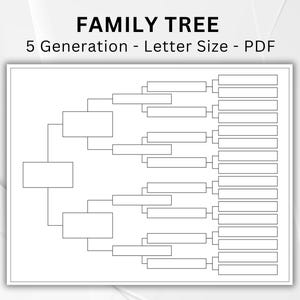 Stammbaum Diagramm 5 Generationen. Druckbare Stammbaum Vorlagen. Digitale Ahnentafel. Ahnentafel. Genealogische Vorlage. PDF Vorlage