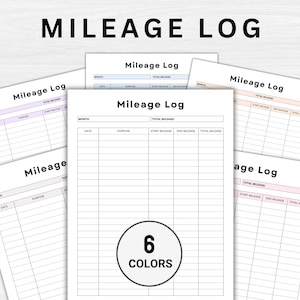 Vehicle Mileage Log Printable, Monthly Mileage Report Form, Work Trip Miles Tracker, Car Miles Tracker, Car Mileage Tracker Log PDF