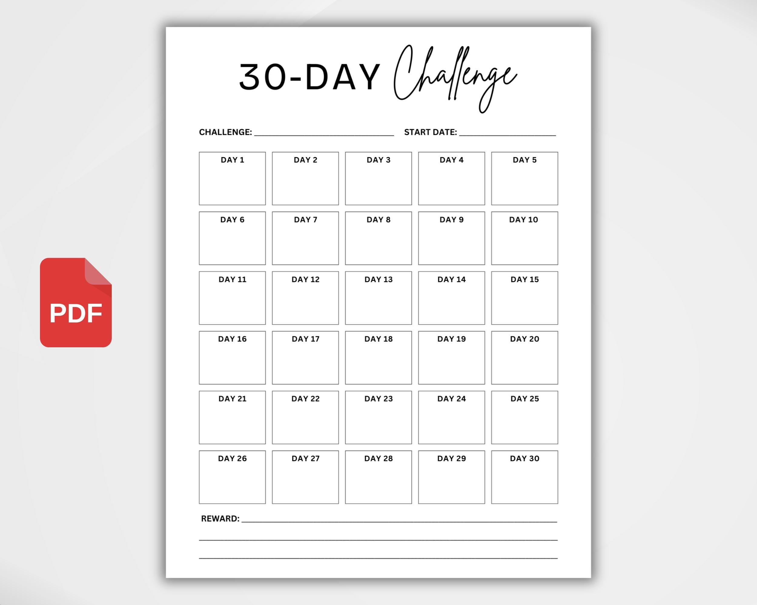 30 Day Habit Challenge Printable, Monthly Habit Tracker, Goal Setting ...