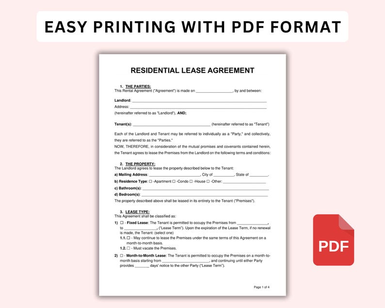 Basic Rental Agreement Template | Editable Lease Contract | Rental ...