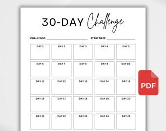 30 Day Habit Challenge Printable, Monthly Habit Tracker, Goal Setting Planner, Challenge Tracker PDF