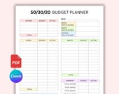 50/30/20 Budget Planner Printable PDF, Monthly Paycheck Budget Template, Weekly Budget Tracker, 70/20/10 Planner