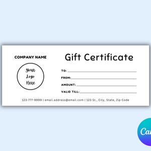 Editable Gift Certificate Template. Modern Gift Certificate. Editable Gift Card. Printable Gift Voucher. Coupon Instant Download. Canva