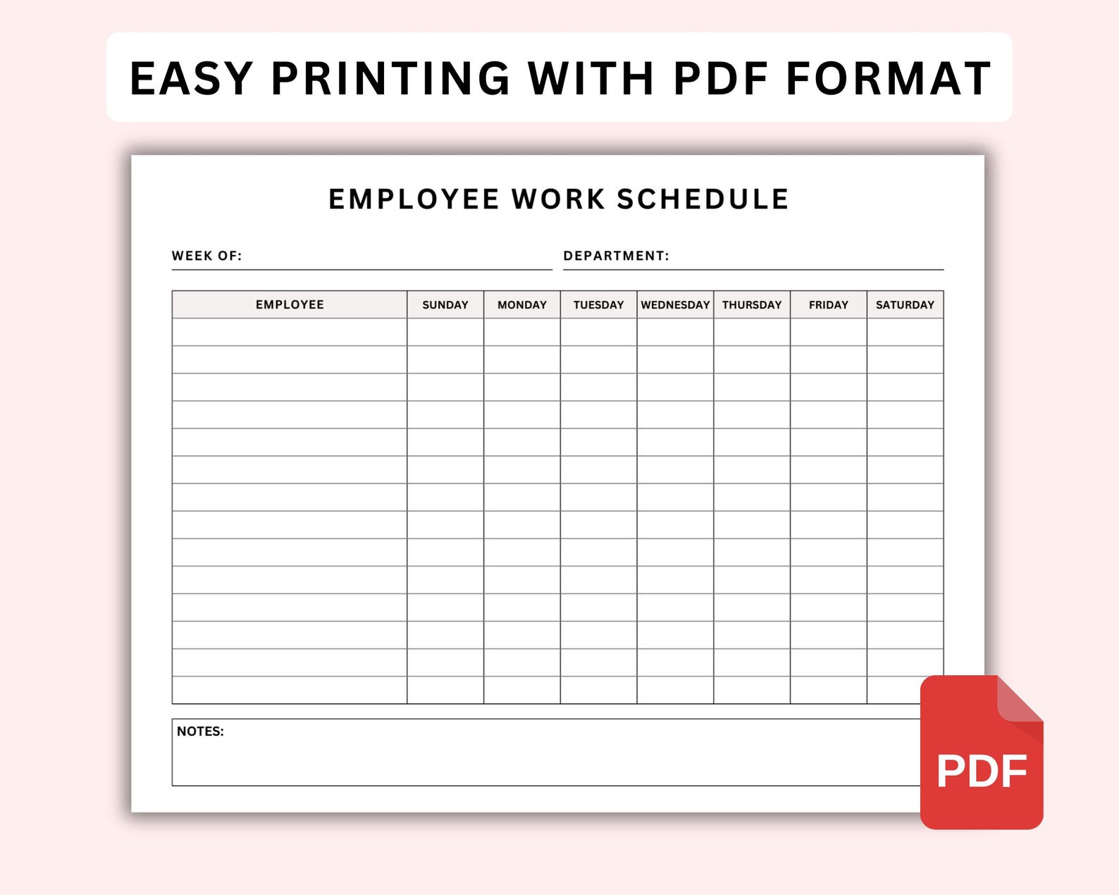 Work Schedule.pdf Employee Weekly Work Schedule Printable, Weekly Work Schedule, Staff ...