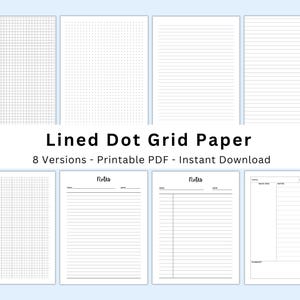 Lined Dot Grid Paper Printable Pages PDF | Digital Notebook Template | College Note Taking | Dotted Notes Paper Planner Instant Download