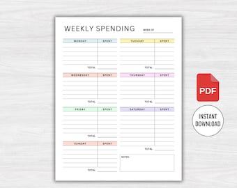 Weekly Spending Tracker Printable, Spending Log, Finance Tracker, Expense Tracker, Money Spending Tracker, Transaction Log (PDF Download)