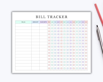 Organizador de pago de facturas, registro de pago de facturas, lista de verificación de pago de facturas mensuales, seguimiento de gastos y facturas, seguimiento de pago de facturas, PDF, descarga instantánea