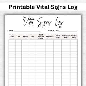 Afdrukbare vitale functies-tracker. Dagelijkse grafiek met vitale functies. Blad vitale functies. Bloeddruklogboek. Sjablonen voor vitale functies. Logboek vitale functies (pdf)
