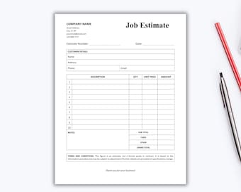 Plantilla de presupuesto de trabajo imprimible/editable/Plantilla de presupuesto comercial/Plantilla de propuesta de trabajo (Word, Google Docs)