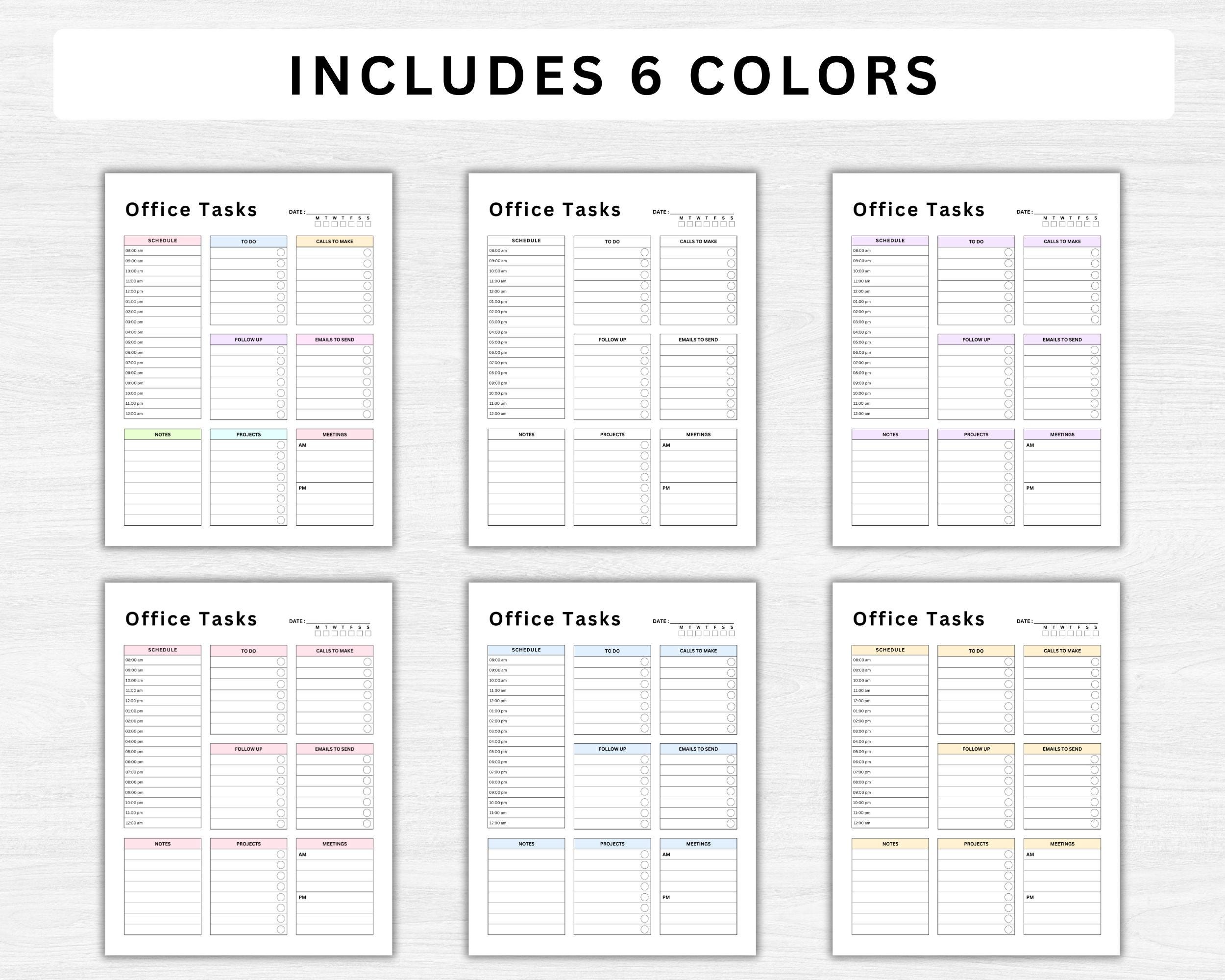 Printable Daily Office Tasks. Office Planner. Work Planner. Office To ...