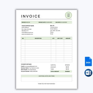 Invoice Template. Business Invoice. Invoice Word. Editable Invoice Form. Custom Invoice. Printable Invoice. Invoice Form Google Docs Word