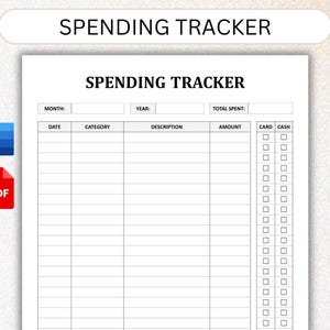 Uitgaventracker afdrukbaar. Maandelijks onkostenlogboek. Zakelijke onkostenplanner. Geldbudgetgrafiek. WOORD en pdf. Direct downloaden