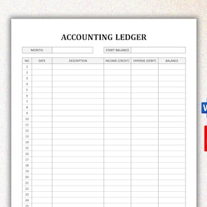 Printable Accounting Ledger. General Ledger Sheet. Money Tracker. Expense Tracker Small Business. Bookkeeping Ledger. Microsoft Word, PDF.