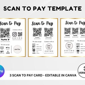 Scan To Pay Vorlage Bearbeitbar. Qr Code Schild Kleinunternehmen. Venmo Paypal Zahlung Zeichen. Business Scan To Pay Schild zum Ausdrucken. Canva Vorlage