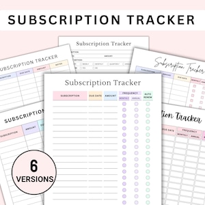 Subscription Tracker Printable | Subscription Log | Membership Tracking | Recurring Payment Log | Monthly & Yearly Expense Organizer PDF