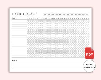 Monthly Habit Tracker Printable Landscape. Routine Tracker. 30 Day Habit Challenge. Habit Tracker Template. A4/Letter. PDF. Instant Download