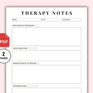 Therapy Notes Template Printable | Therapy Worksheet | Therapy Session Log | Therapist Notes | Therapy Session Notes | Counseling Notes PDF