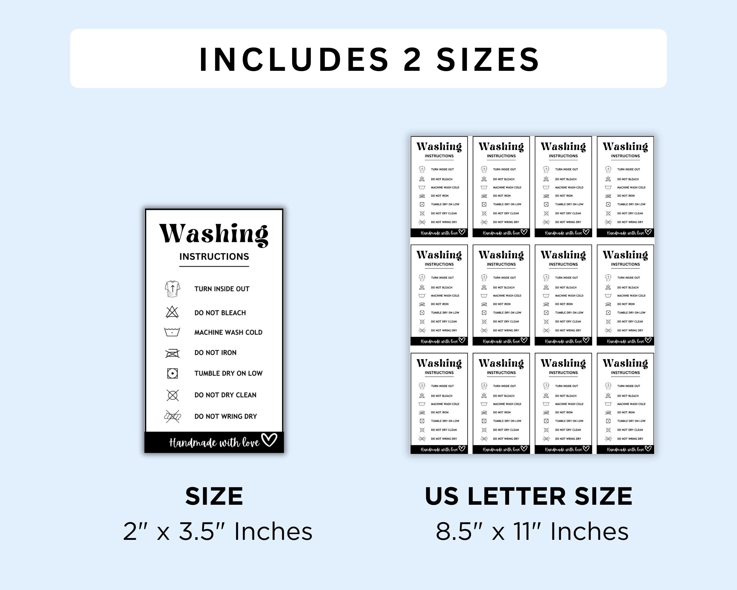 Printable Washing Instructions.pdf Printable Washing Instructions Card, Clothing Care Card, Shirt ...