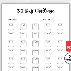 30 Day Challenge Tracker Printable PDF | 30 Day Challenge Goal Tracker | Fitness Challenge Tracker | 30 Day Game Tracker | Savings Challenge