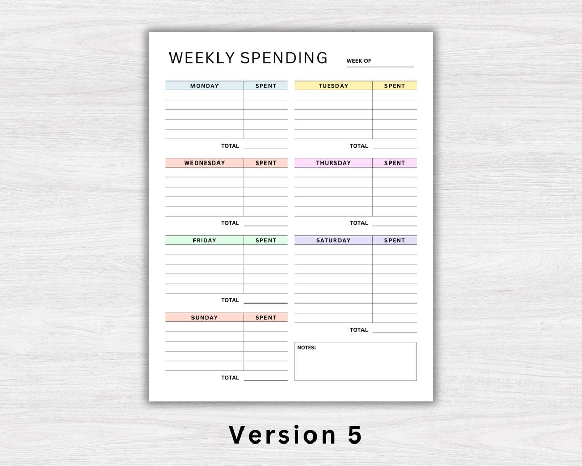 Spending Tracker Printable, Weekly Budget Planner, Expense Tracker ...