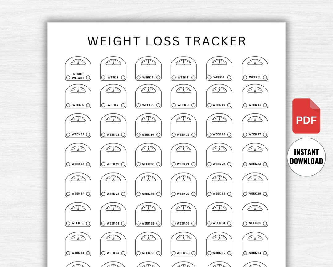 Weight Loss Tracker Printable PDF, Body Measurement Log, Fitness Reward ...