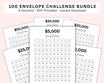 Bundel met 100 enveloppen met korting. Uitdaging voor 50000 besparingen. Besparingstracker van 50.000 afdrukbaar. Geldbesparingsuitdaging. Digitale download