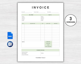 編集可能な請求書テンプレート: 印刷可能な Microsoft Word 請求書 (A4 および US レター)