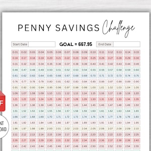 Penny Savings Challenge Printable PDF. 1p Saving Challenge. Penny Savings Tracker. 365 Day Penny Saving Chart. Daily Penny Saving Tracker