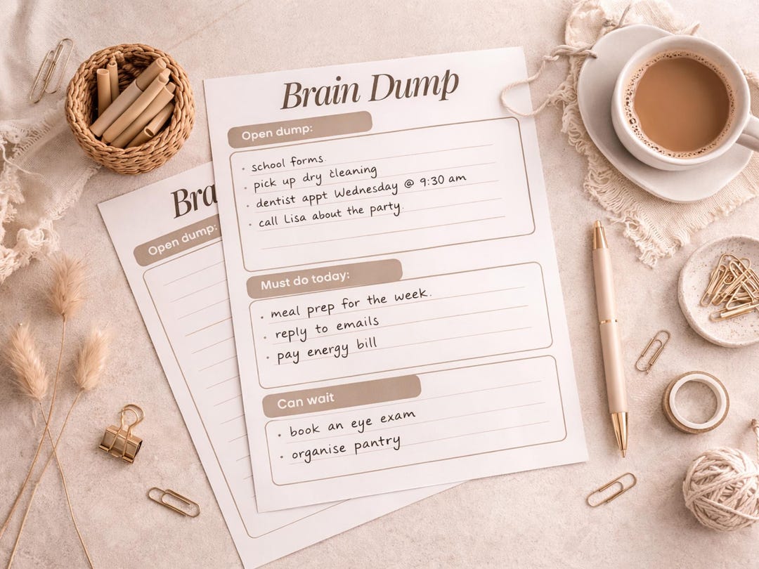 Minimalist Brain Dump Printable | Productivity Worksheet (instant ...