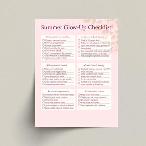 Summer Glow-Up Checklist | "That Girl" Habits, Self-Care Planner (Digital Download)