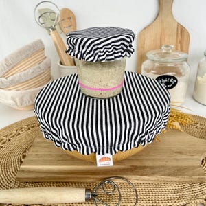 Sourdough Bowl Cover | Starter Jar Cover | Food-Safe PUL Lining | Twill Stripes | Bread Proofing Bowl Cover | Stand Mixer Cover | Handmade