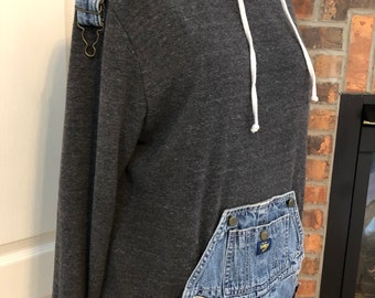 Hybrid hoodie with denim accents