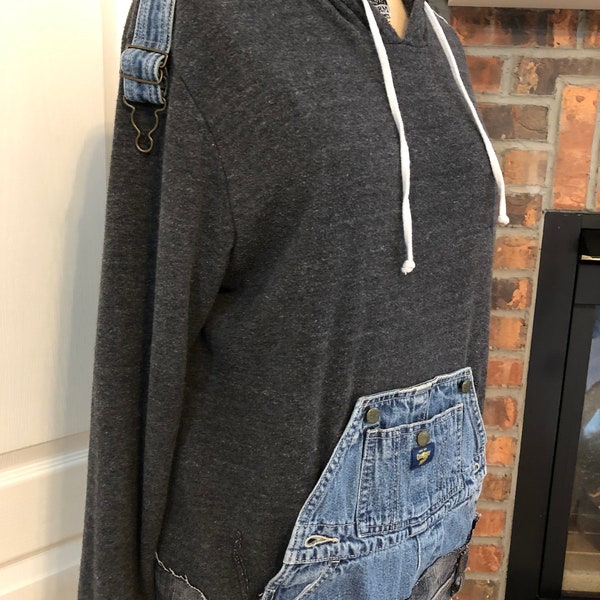 Hybrid hoodie with denim accents