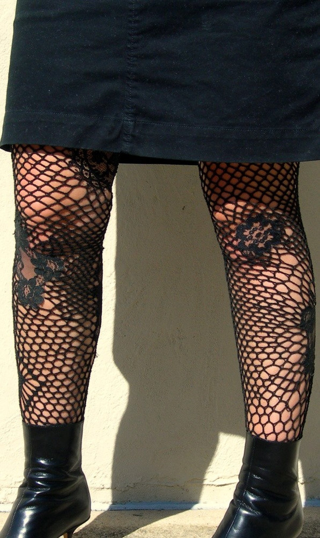 Black Fishnet Thigh High Stockings & Thick Bands main image 0