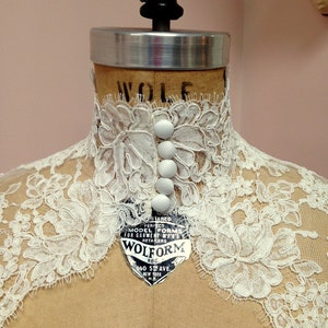 Lace Wedding Bolero Choker Style Custom Alencon Lace image 4