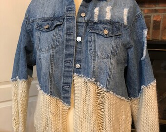 Hybrid denim knit jacket