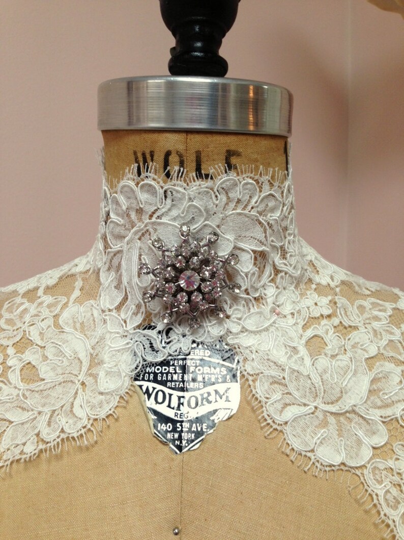 Lace Wedding Bolero Choker Style Custom Alencon Lace image 2