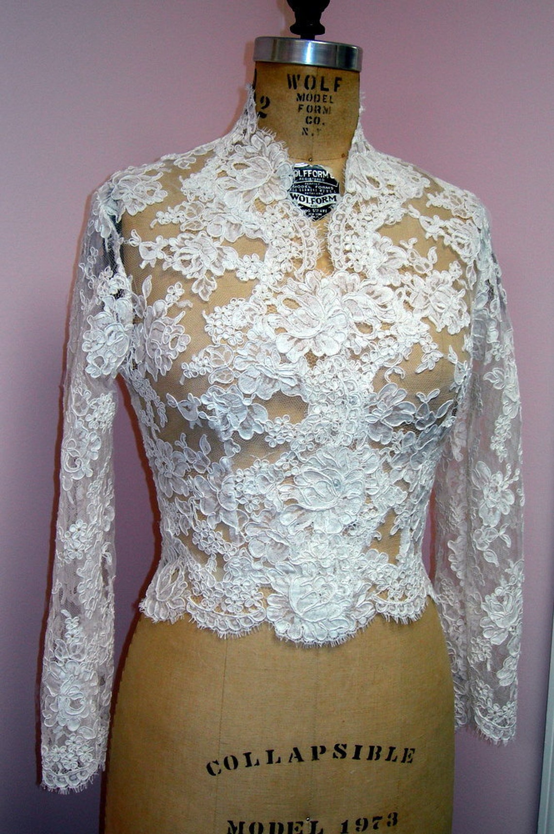 Lace Bridal Jacket long Sleeve Custom Alencon Lace Jacket Etsy