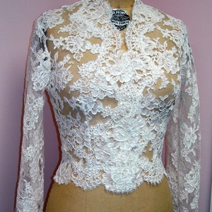 Lace Bridal Jacket Long Sleeve Custom Alencon Lace Jacket image 2