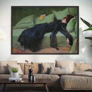 Decadent Young Woman Jove Decadent by Ramon Casas Dancing Painting After the Dance Painting Green Wall Art for Home Decor Colorful Wall Art
