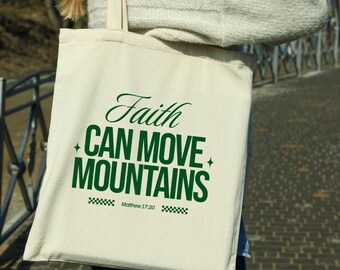 Matthew 17:20 Faith draagtas, draagtas bijbel, christelijke draagtas, draagtas bijbelvers, tas paasgeschenken, leuke draagtas, doopcadeau