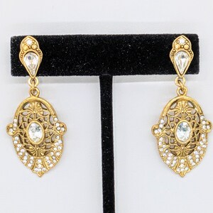 Vintage goudgevulde filigraankristallen oorbellen/filigraankristallen oorbellen/formele sieraden/delicate kristallen oorbellen/vakantiecadeau/nieuwjaar