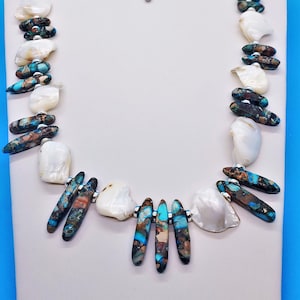 Turquoise Necklace/Summer Vacation Jewelry/Boho Shell Necklace/Birthday Gift/Mother&#39;s Day/Bikini Jewelry/Sexy Necklace/Mother of Pearl Shell