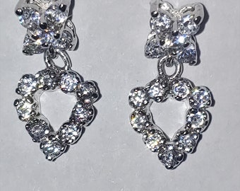 Crystal Heart Cubic Zirconia Earrings/Crystal Heart Earrings/Petite Crystal Earrings/Crystal Heart Charm Earrings/Mother's Day/Gift For Her