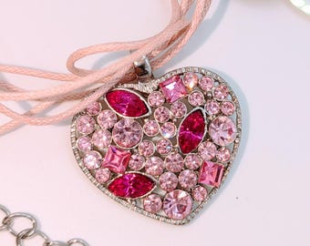 Y2K Vintage Jewelry Bundle: Pink Rhinestone Heart, Craft Supplies