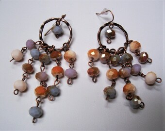 Bo Ho Dangle Earring Set/Chandelier Bead Earring Set/Rosary Bead Jewelry Set/Mystic Crystal Bead Bracelet/Valentine's Gift Earrings Bracelet